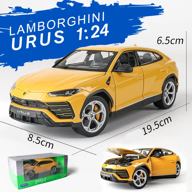 Welly 1:24 Lamborghini Urus желтый автомобиль сплав модель автомобиля моделирование автомобиля украшение коллекция Подарочная игрушка Литье под давлением модель игрушка для мальчиков