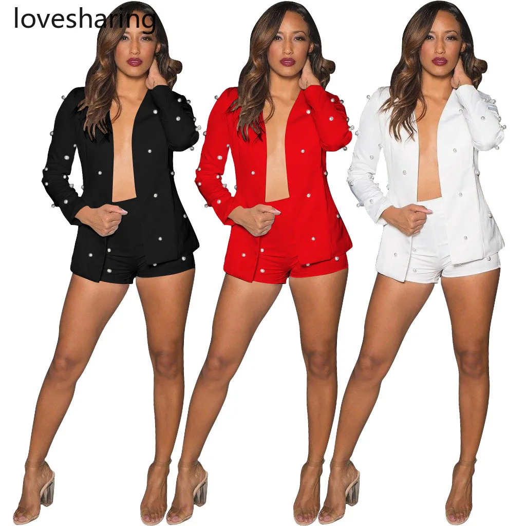 2019 Новинка 3358 экспресс Женская одежда ногтей шорты из бисера костюм двух частей