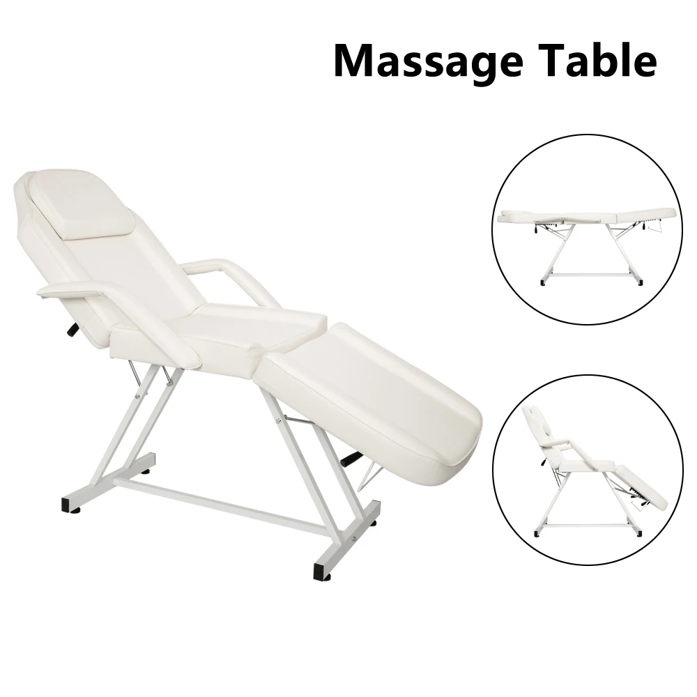 Adjustable Beauty Salon Spa Massage Bed Tattoo Chair 185x82x73cm White[us-depot]