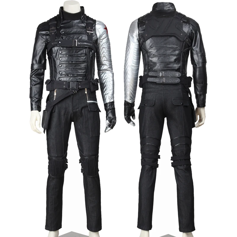 

Movie Captain US 2 Winter Soldier Cosplay Costume Bucky Barnes Battle Uniform Halloween Party Outfit With Accessories