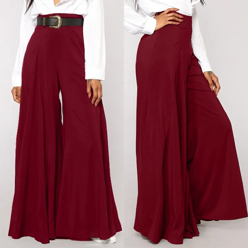 

Vintage High Waist Wide Leg Pants Women Flare Trousers ZANZEA Fashion Solid Long Pantalon Autumn Retro Palazzo Pants
