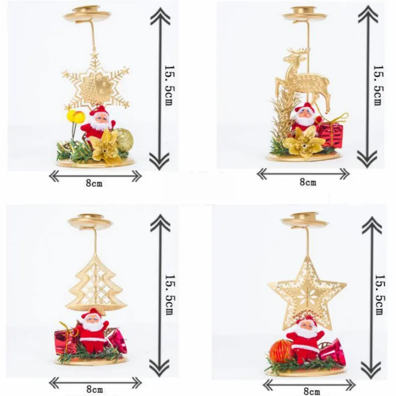 Рождественские золотые подсвечники из кованого железа оформление столов и