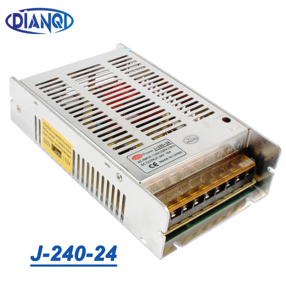 Высокое качество! Новая модель полосы 12V 20A 240W 24V 10A переключение Питание серебристый светодиодный AC 110-220V Вход DC/DC 24V J-240-24