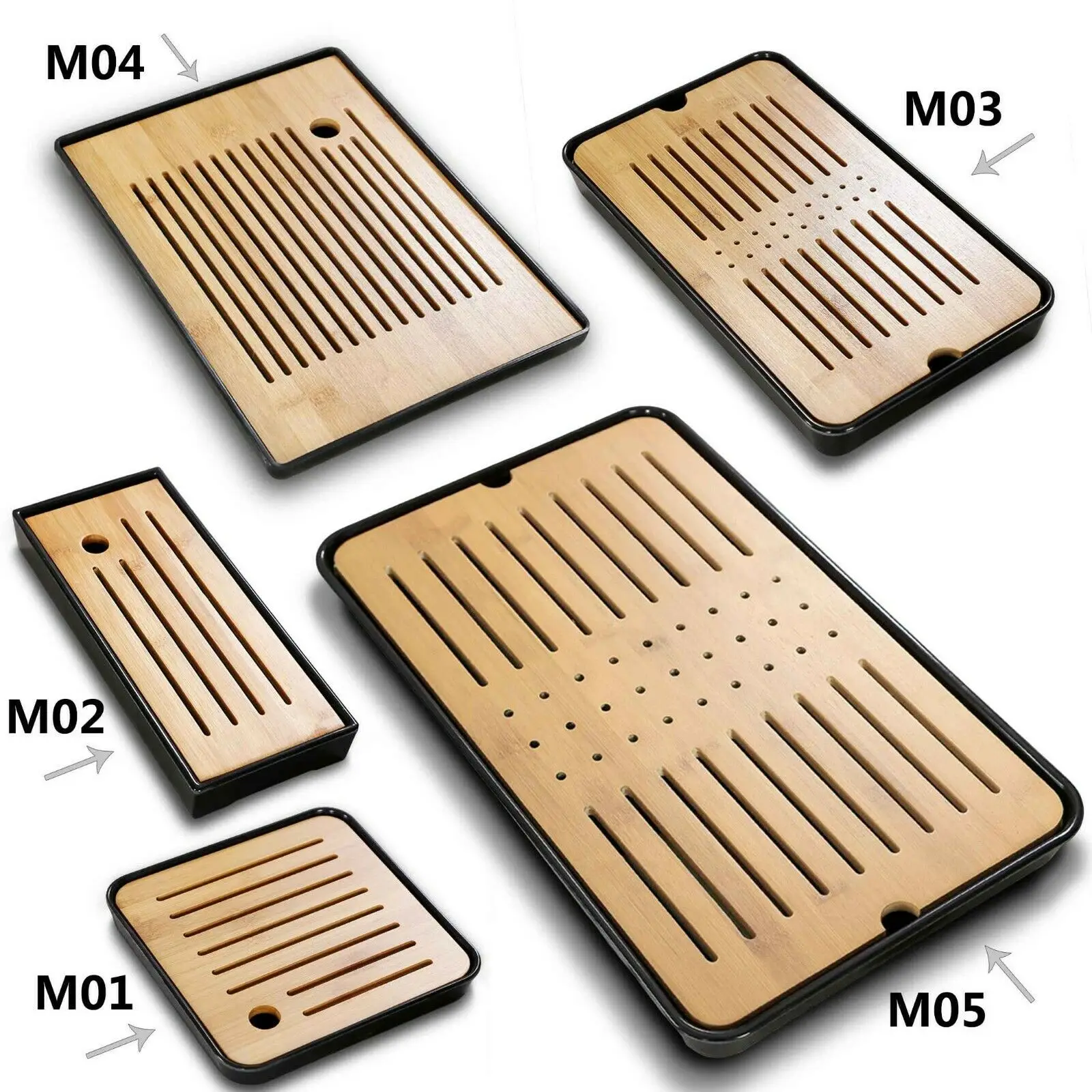 Элегантный китайский поднос для чая Gongfu Бамбуковая верхняя часть + прочная