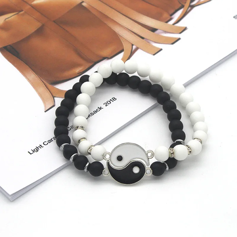 

Lovers Tai Chi Bracelets Couple Simple Tai Chi Gossip Drip Alloy Adjustable Bracelet Women Gift Yin Yang Tai Chi Gossip Bracelet