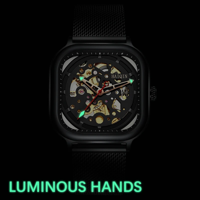 

New Fashion HAIQIN Mechanical Men's Watches Luxury Business Military Sports Wristwatch Waterproof Stainless Steel reloj hombre