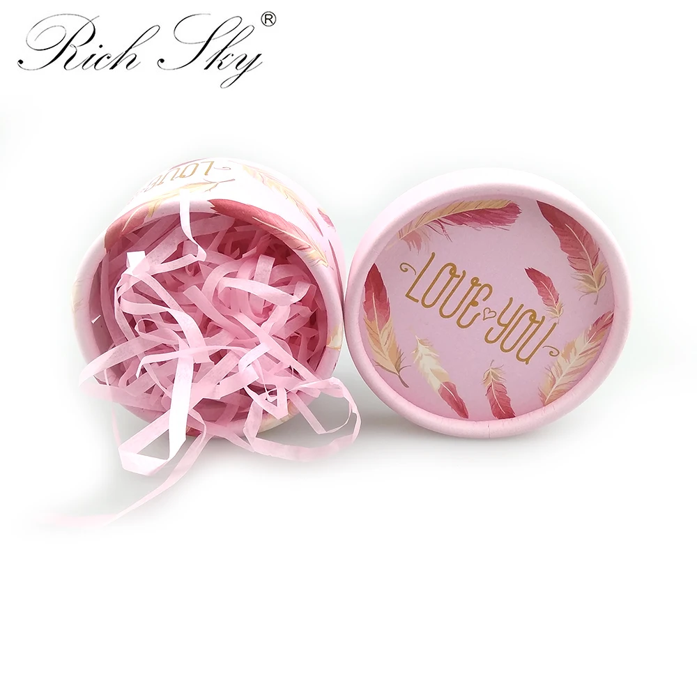 Большой красивый розовый круглый ящик Rich sky для норковых ресниц 5