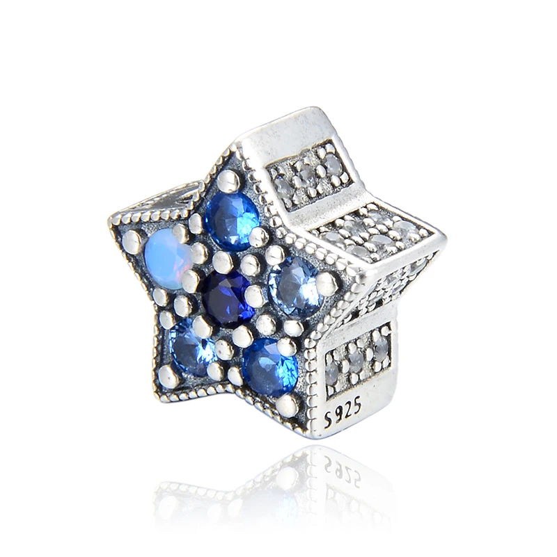 100% Серебро 925 пробы бисер пентаграмма бусины в форме яблока два цветка розовый