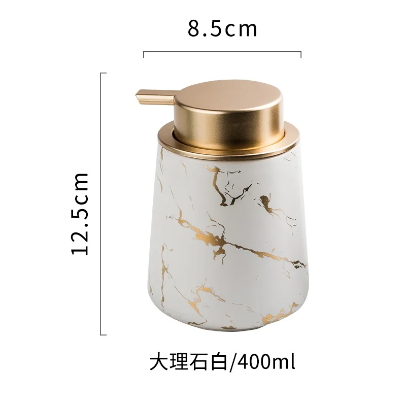 

400ml Ceramic Hand Soap Dispenser Bottle Marble Hand Sanitizer Bathroom Shampoo Press Bottle Soap Dispenser Pump