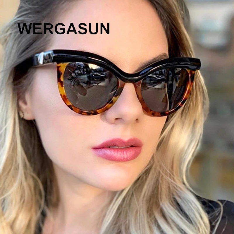 WERGASUN новые брендовые дизайнерские солнцезащитные очки кошачий глаз женские