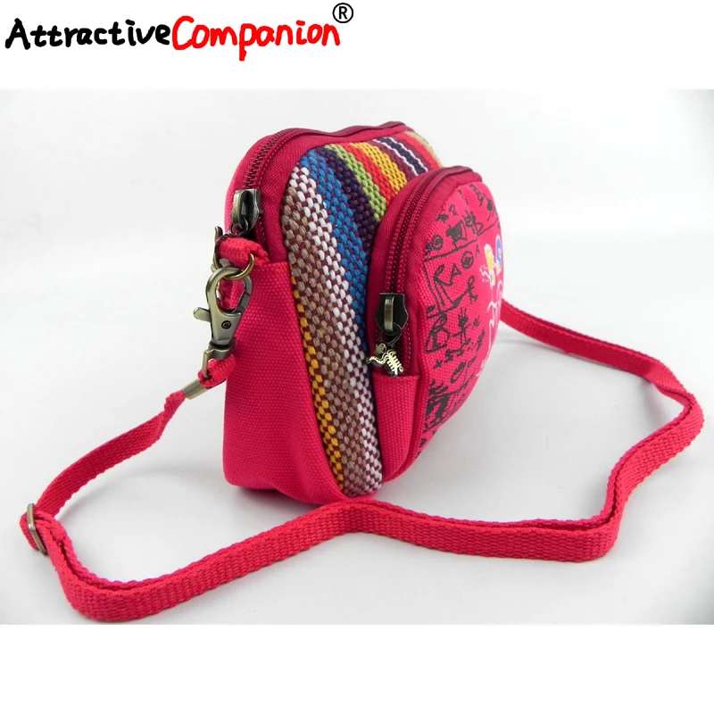 

2019 Fashion National Coin Purse Canvas Portable Handbag Girl Wallet Handmade Colorful Yunnan Lijiang Thick Rainbow Cloth Bags