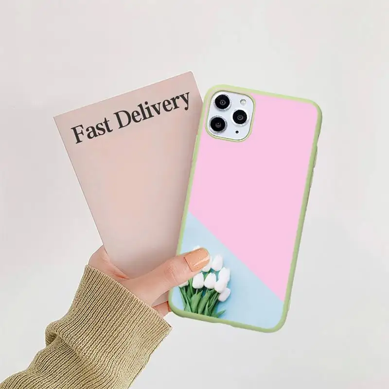 

Peony flower Phone Case Candy Color for iPhone 11 12 mini pro XS MAX 8 7 6 6S Plus X 5S SE 2020 XR