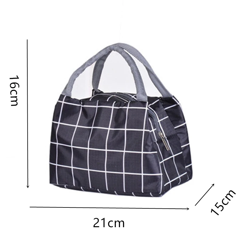 

Fashion Lattice Lunch Bag Large-Capacity Waterproof Polyester Fabric Tote Box Portable Women Kids Men Insulation Hand Pack
