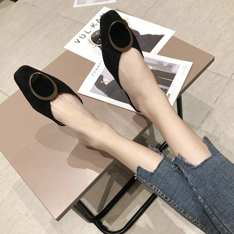 

Shoes Woman 2021 Loafers Slippers Flat Pantofle Square Toe Low Female Mule New Mules Cover PU Basic Slides Rome Fabric Rubber