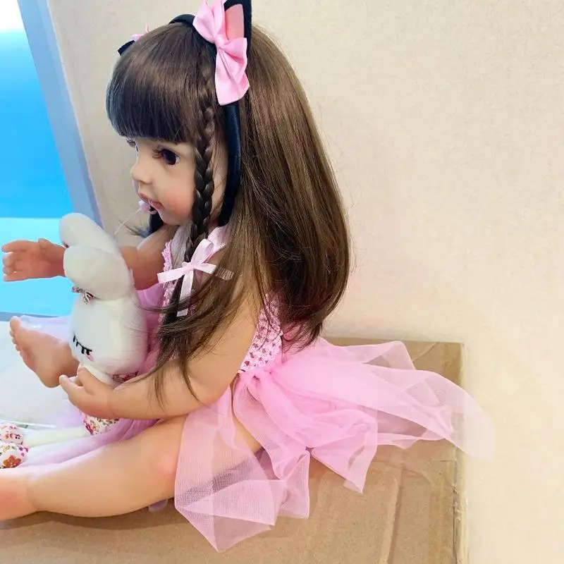 

55CM Real Size Original NPK Rebirth Toddler Bath Adorable Very Silicone Princess Body Soft Girl Full