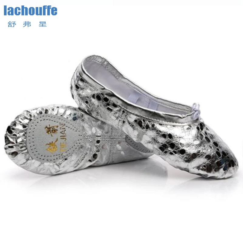 Детские Балетки Танцевальные туфли Цвет серебристый золотистый Обувь для
