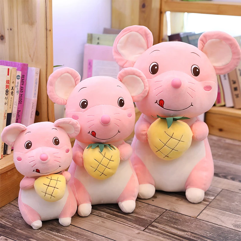 Плюшевая подушка для мальчиков и девочек милая серая крыса с большими глазами