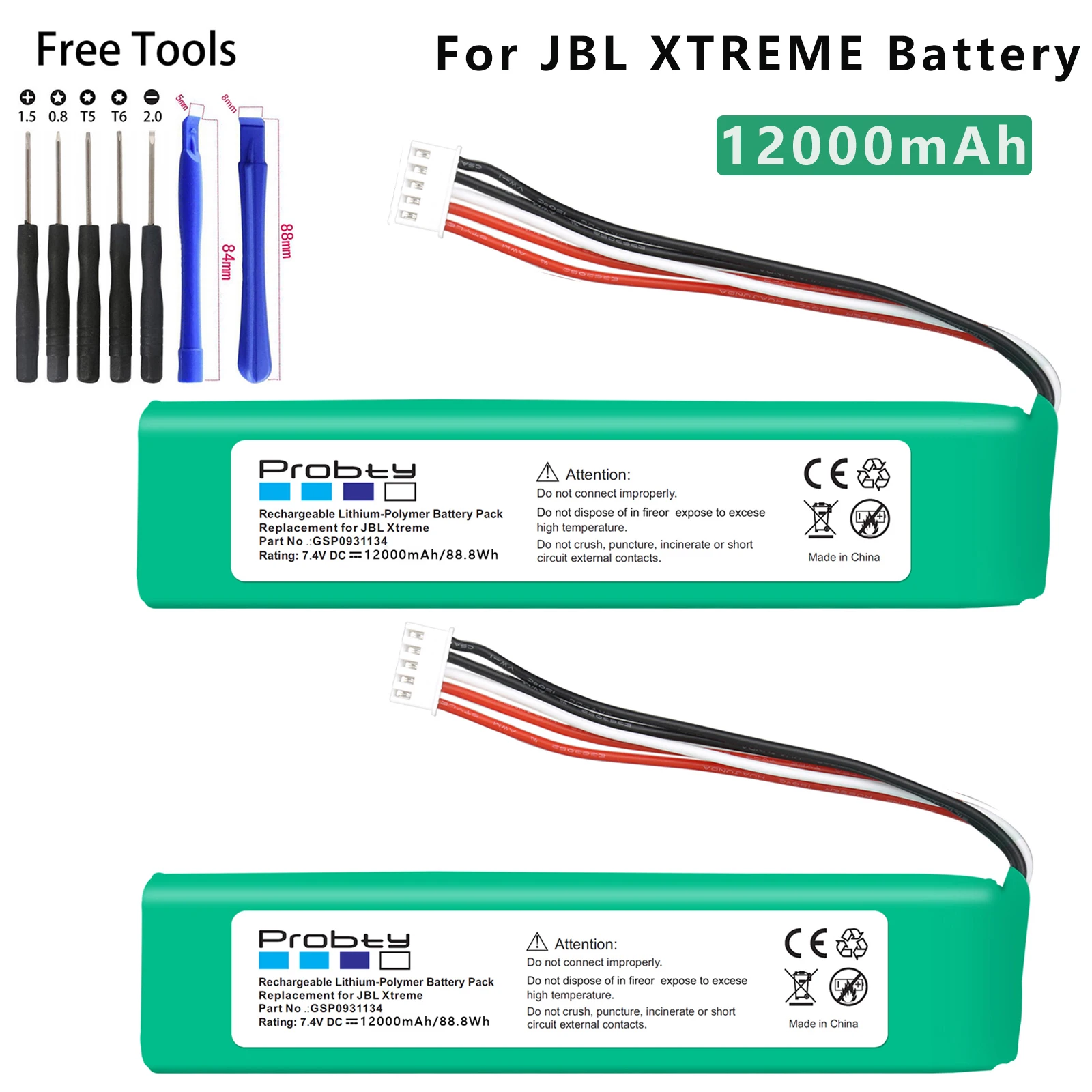 Перезаряжаемая литий-ионная батарея GSP0931134 7 4 В 12000 мАч для JBL XTREME Bluetooth колонки с