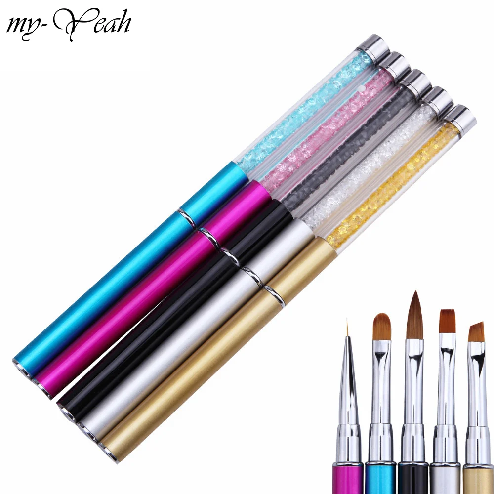 Nail Art Rhinestone Acrylic Handle Carving Nails UV Gel Painting Brush Lines Liner DIY Design Drawing Pen Manicure Tool Home | Красота и