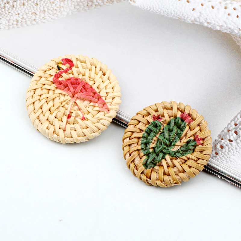 2 шт. подвески для сережек в стиле ретро из рафии с подвеской виде фламинго