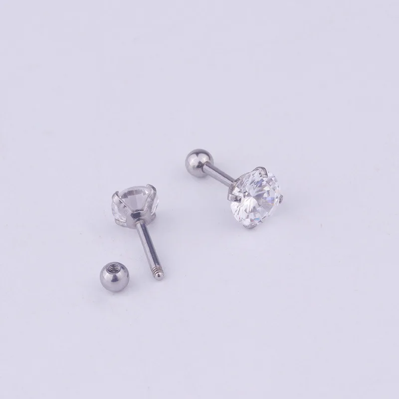 

2PCS 16G Round CZ Crown Zircon Barbell Ball Back Bar Cartilage Tragus Helix Stud Piercing Earring Piercing Jewelry