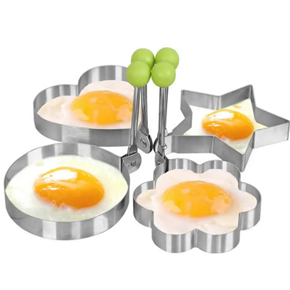 

4 Style Fried DIY Eggs Mould Steel Cute Shaped Food Kitchen Cook Rings Egg Breakfast Tools Fried Molds Mold U6V4