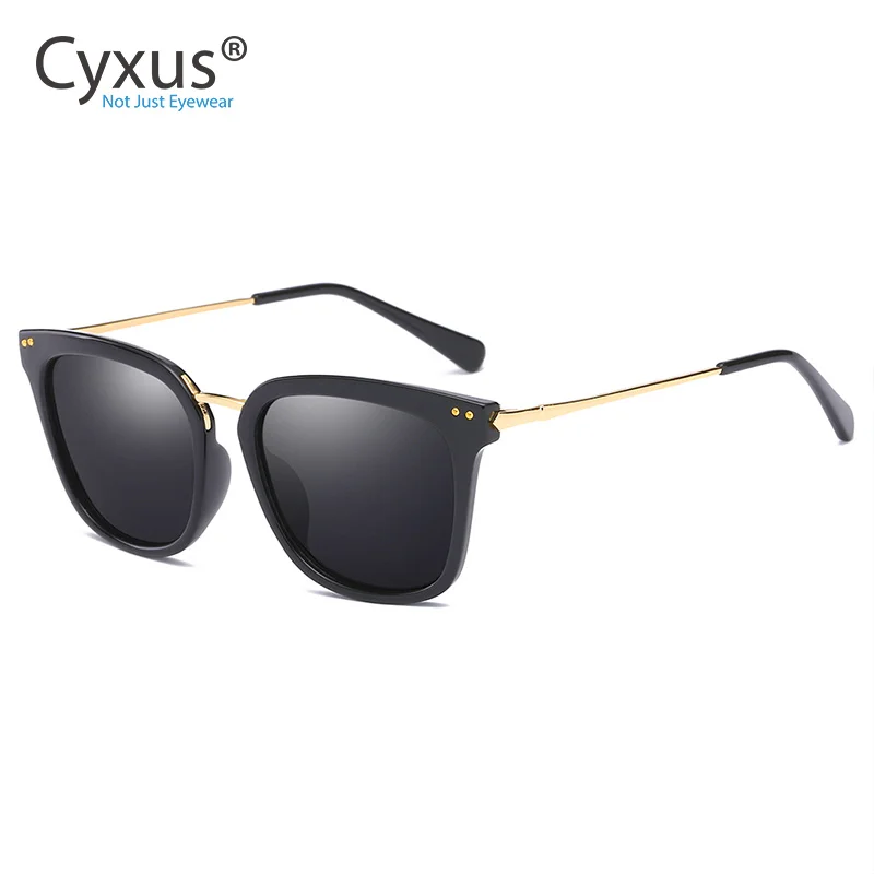 Черный Cyxus Classic UV 400 поляризованные солнцезащитные очки зеркальные негабаритные солнцезащитные очки с защитой UVA UVB для женщин-1913 - Цвет линз: Черный