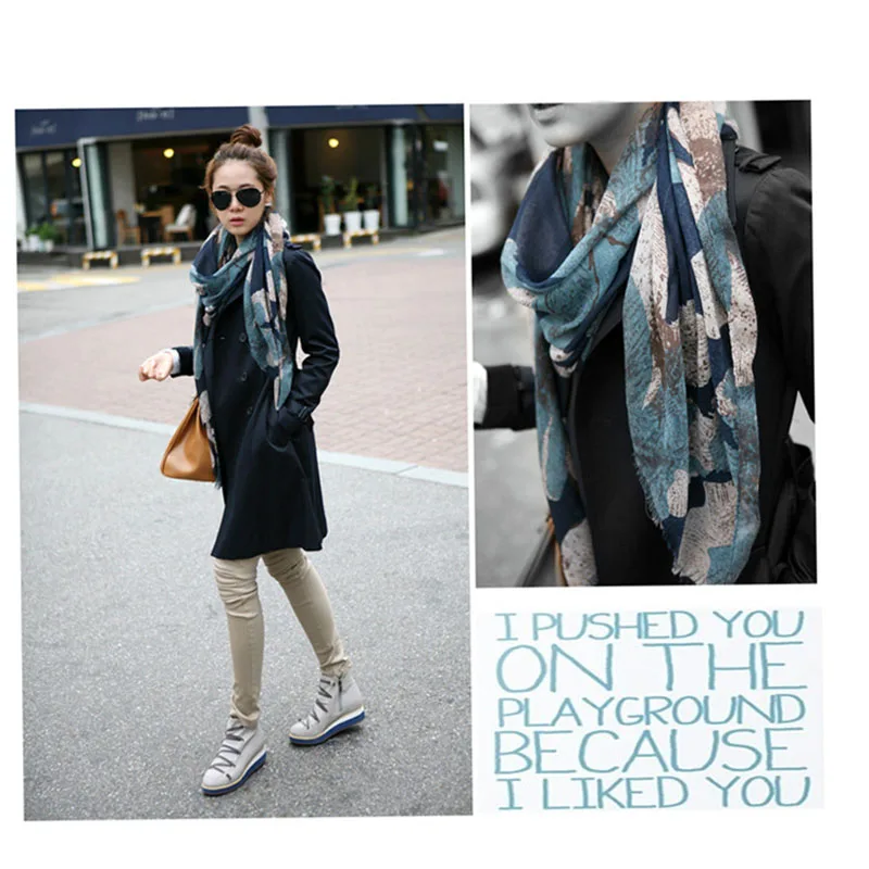 Женские длинные шарфы из хлопка и вискозы с цветочным принтом 100*180 см большие