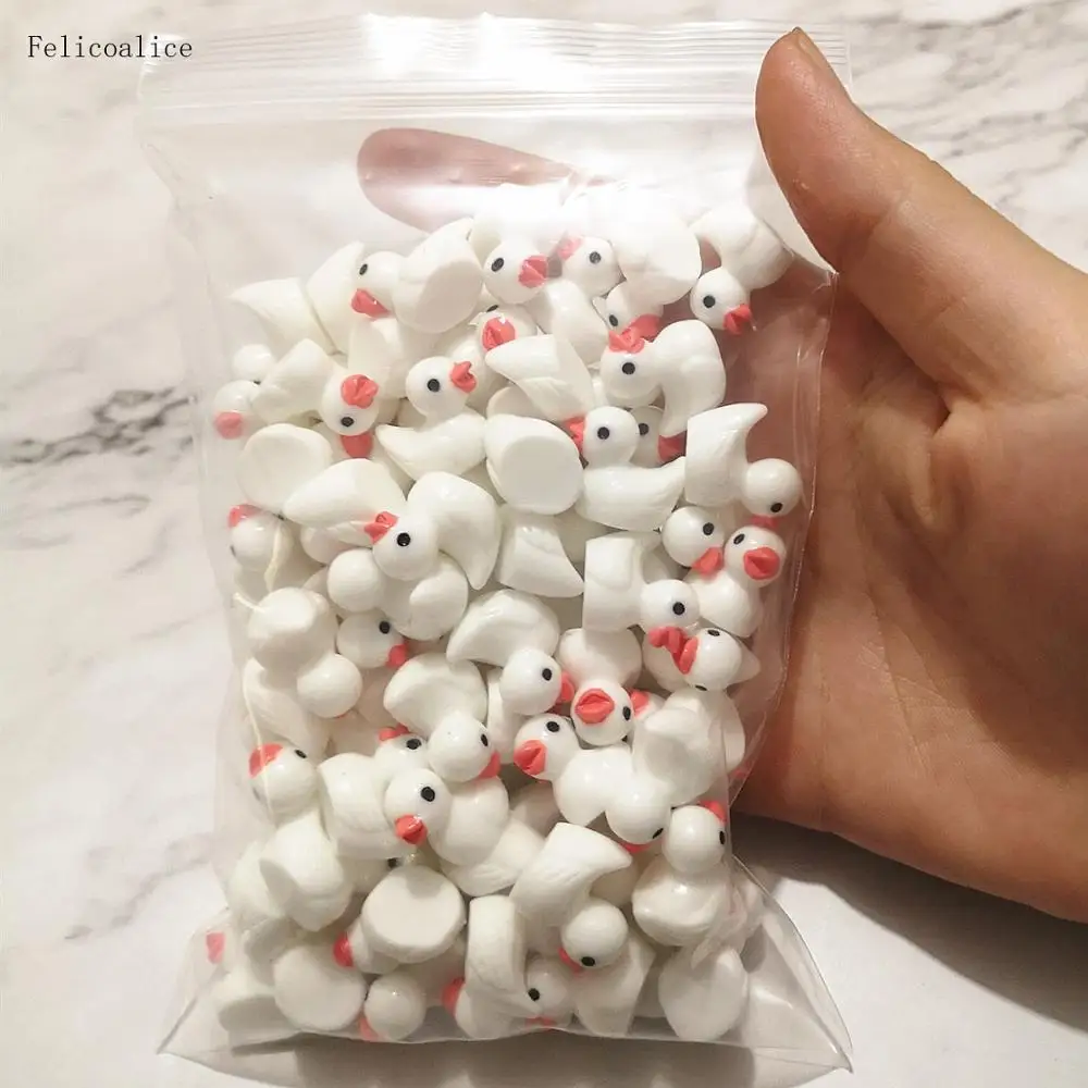 100pcs Animal Resin Duck Flatback DIY Miniature Artificial Hand Painted Cabochon Craft Play Doll House Toy | Дом и сад