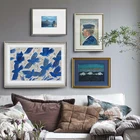 Картина на холсте с изображением синего океана, морские волны, капитан, настенные картины для дома, скандинавский морской пейзаж, декоративные картины, печатные плакаты с птицами
