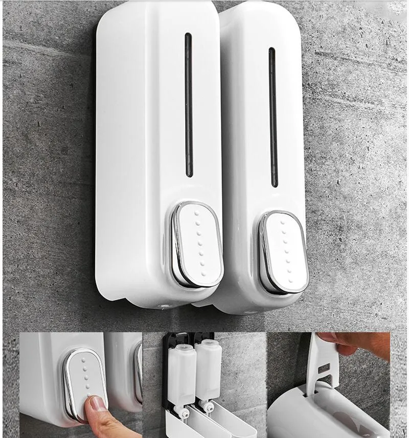 350ml bathroom liquid soap dispensers wall mounted bath shampoo dispensers liquid shower container plastic bathroom accessories free global shipping