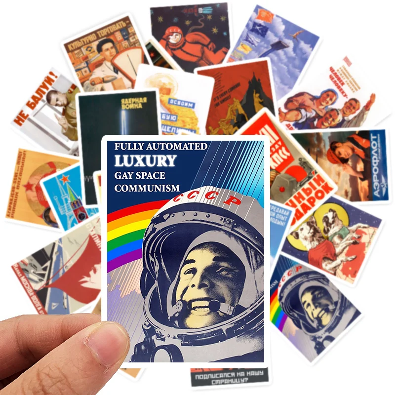 25pcs mixed new ussr cccp poster stickers waterproof stalin stickers for laptop luggage guitar phone stickers room wall decor free global shipping