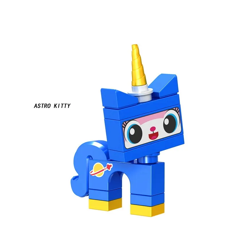 8 комплектов, мультяшный милый кот Unikitty Queasy Biznis с изображением сердитой кошечки, модель Astro Kitty, фигурки, блоки, подарок, Строительные кирпичи, игрушки для детей