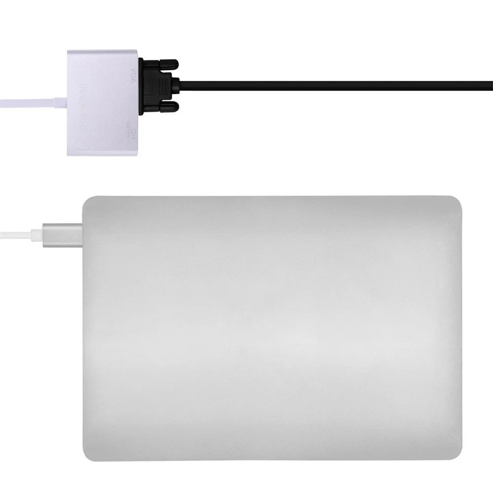 Адаптер CablesUSB- C-HDMI VGA адаптер 2 в 1 USB 3 Type C-VGA HDMI 4K двойной чехол кабель для ноутбука и