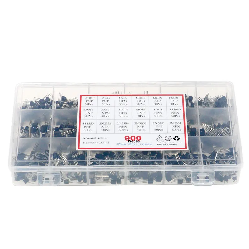 18 значений 900 шт. биполярный триодный транзистор TO 92 A1015 2N5551 Box Kit|Транзисторы| |