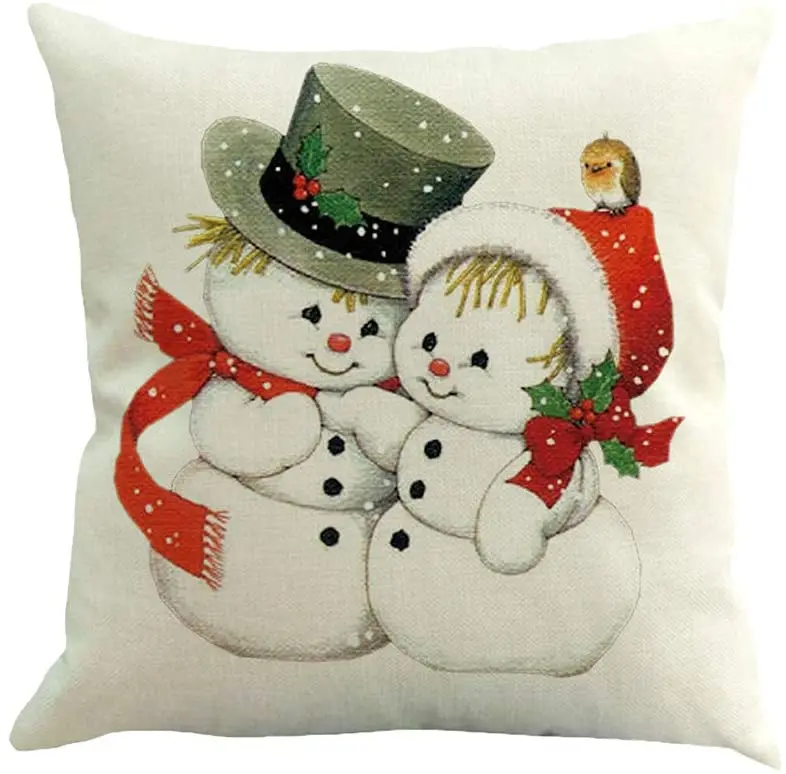 

Pillow Covers Square Christmas Santa Claus Decorative Throw Pillow Case Cushion Covers Cotton Linen Toss Soft Pillowcase Cushion