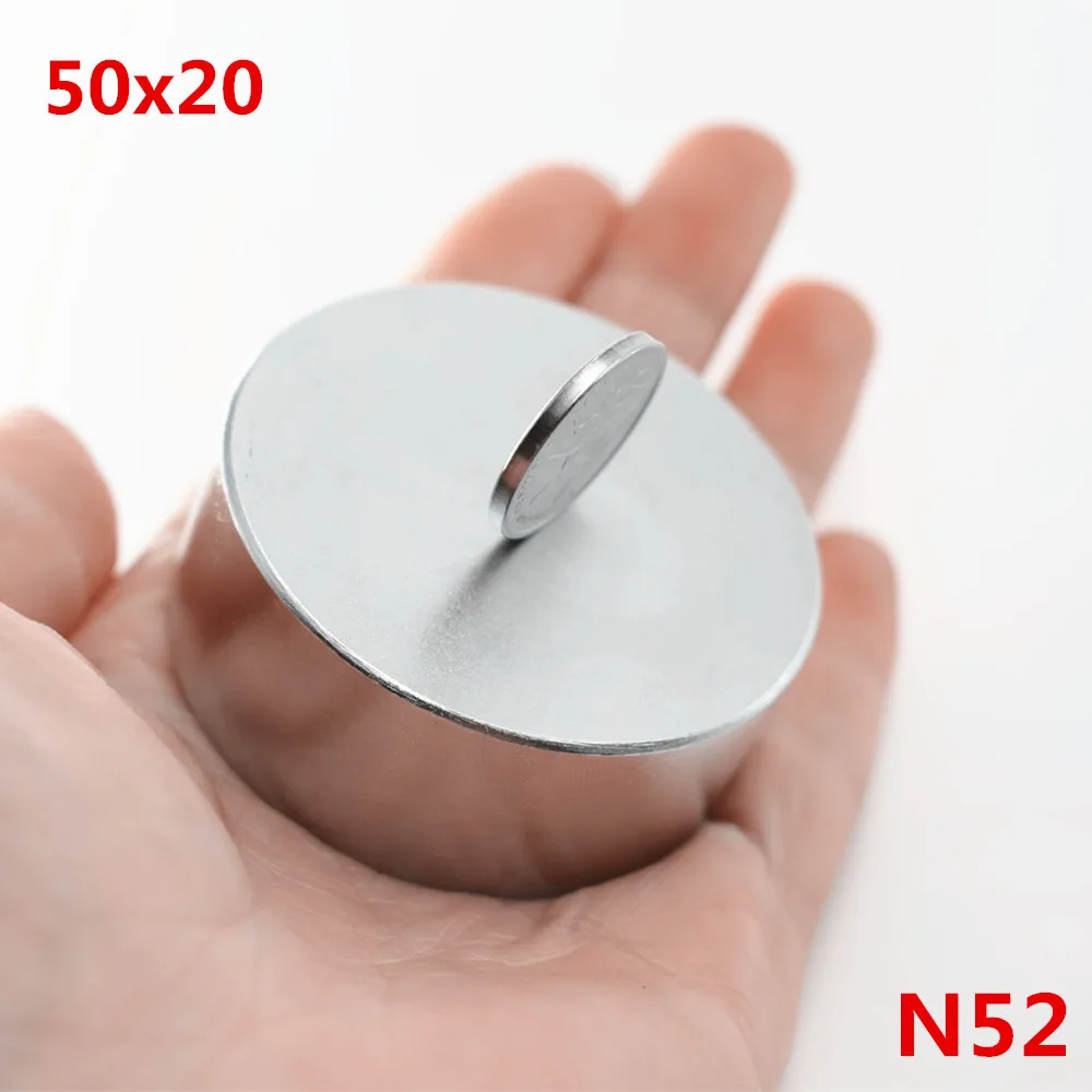 1 шт. N52 неодимовый магнит 50x20 мм супер сильный Круглый редкоземельный Магнитный 50*20 Галлий металлический мощный постоянный сварочный поиск