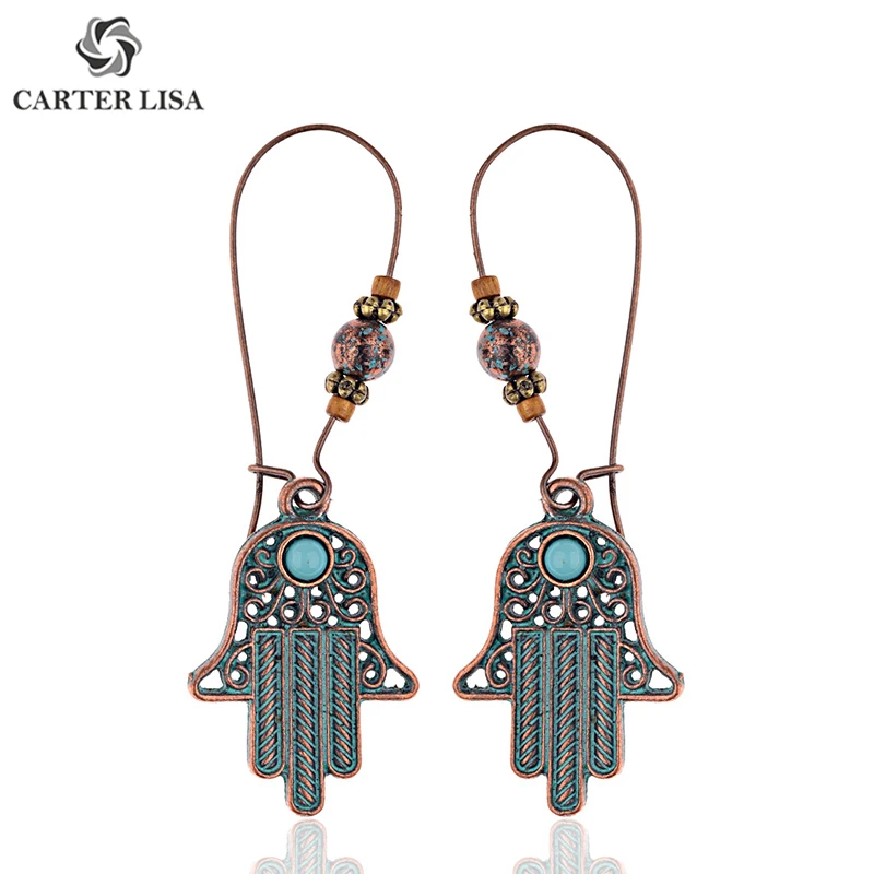 Картер Лиза Индийский Племенной ржавый колокольчик филигранные Висячие серьги