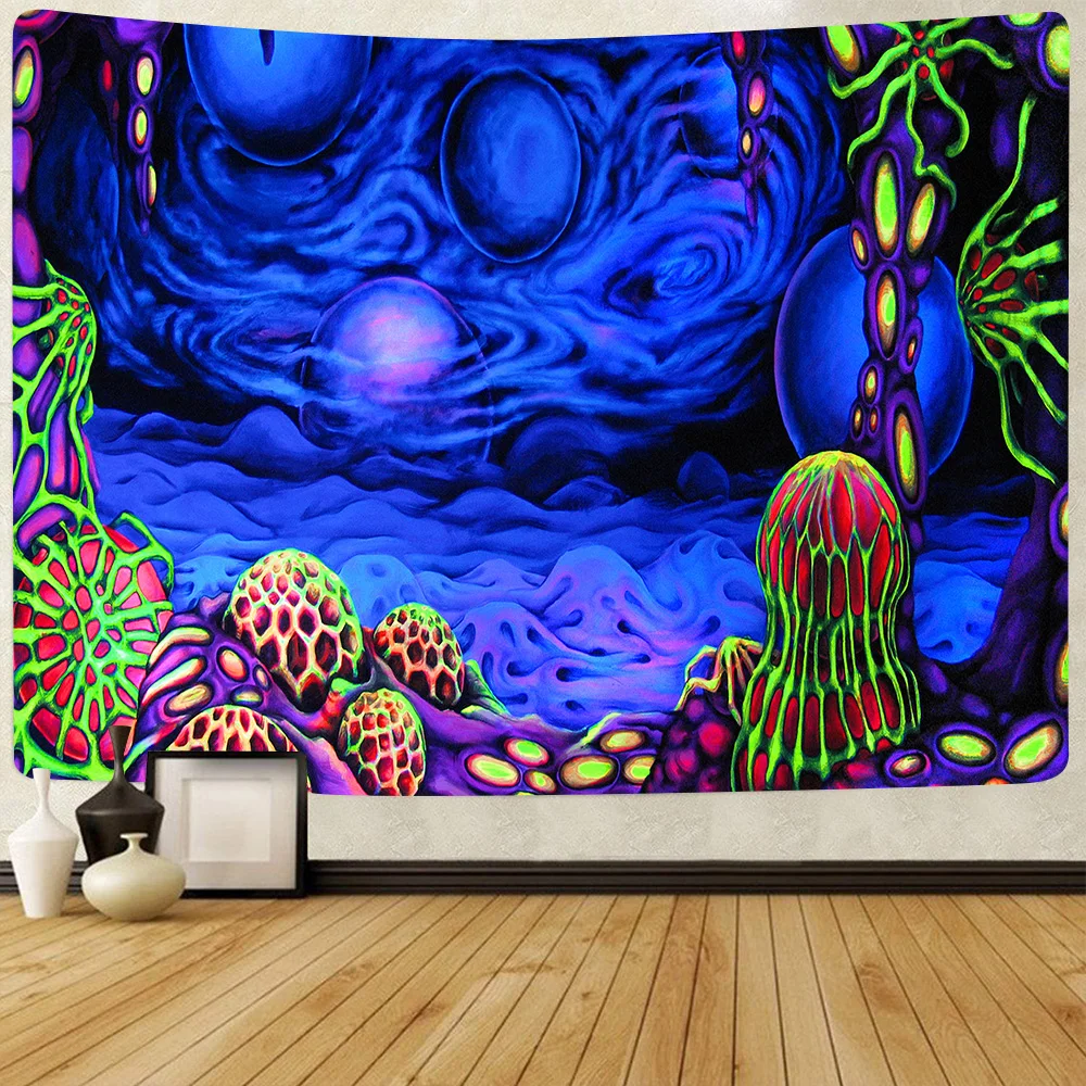 

Psychedelic Tapestry Mushroom Castle Trippy Wall Hanging Tapestries for Living Room Bedroom Dorm Home Blanket Decor