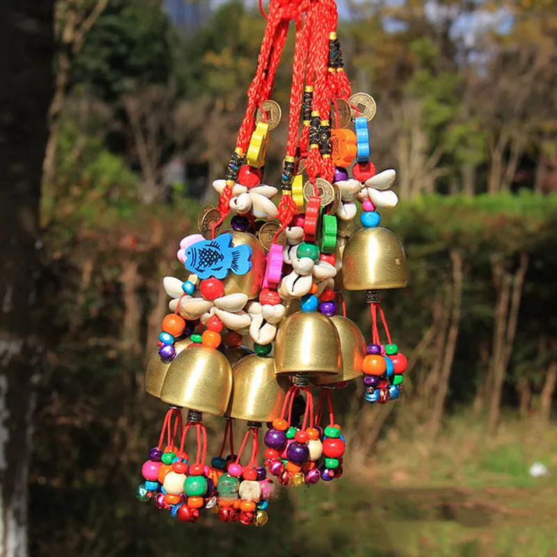 

1pc Copper Windchimes Bells Pentagon Pavilion Money Drawing Home Car Crafts Hanging Decor Feng Shui Wind Chimes