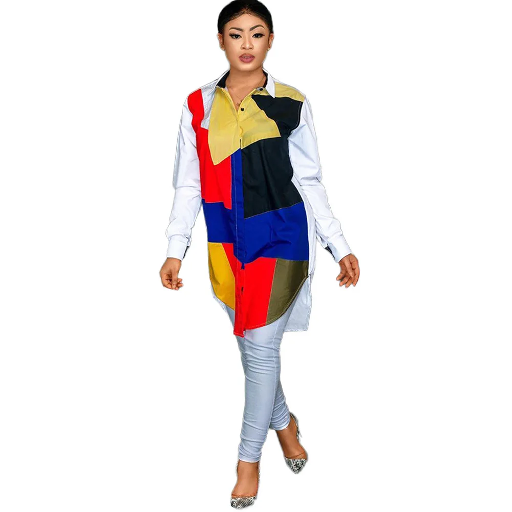 Шифоновое платье рубашки женское майка 2019 комбинезон с длинным рукавом модные