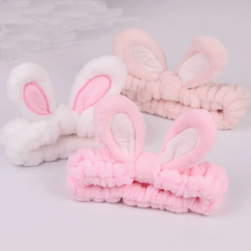 Женская фланелевая повязка на голову OMG мягкая с ушками кролика аксессуар для