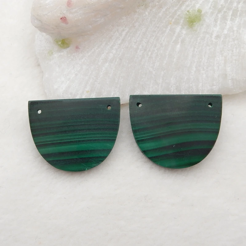 

Готовые серьги из Малахита, ювелирные изделия на заказ, полукруги 25x20x3 мм г
