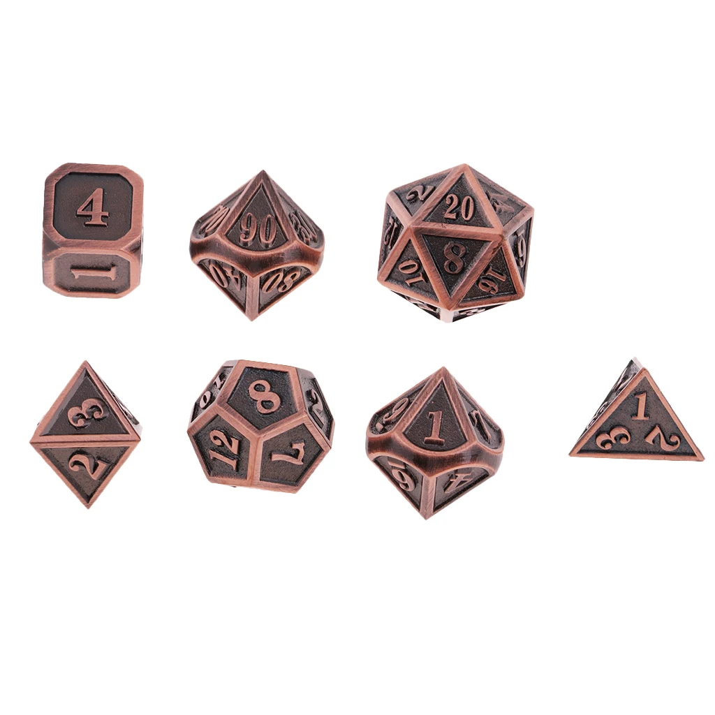 7 шт. тисненые тяжелые металлические многогранные кости набор для D &amp DnD RPG MTG