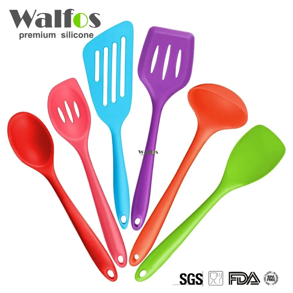 

Walfos Silicone Kitchen Utensils,6 Piece Cooking Utensil Set Spatula,Spoon Ladle,Spaghetti Server, Slotted Turner. Cooking Tools