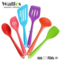 walfos silicone kitchen utensils6 piece cooking utensil set spatulaspoon ladlespaghetti server slotted turner cooking tools