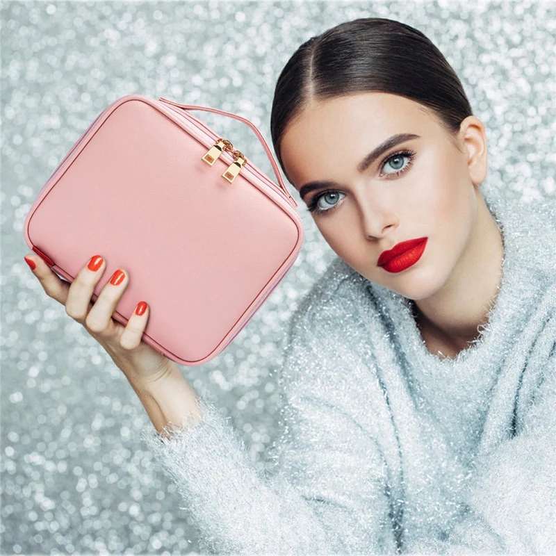 

Cosmetic bag Travel Makeup Bag Portable Cosmetic Case Organizer Makeup Brushes Toiletry Digital Bag with Adjustable Dividers