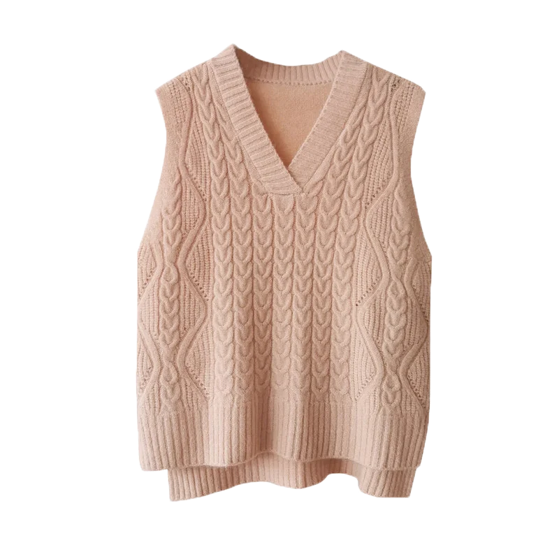 Женский вязаный свитер с v-образным вырезом жилет осень-зима наряд твист толстое