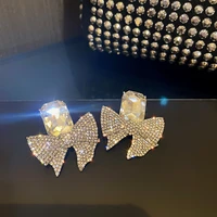 2021 new trendy square shape drop earrings brilliant bridal engagement wedding jewelry elegant female dangle earring fine gift