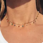 Богемное золотое ожерелье для женщин очаровательные Красочные Каменные цепочки Чокеры ручной работы ювелирные изделия для вечеринки
